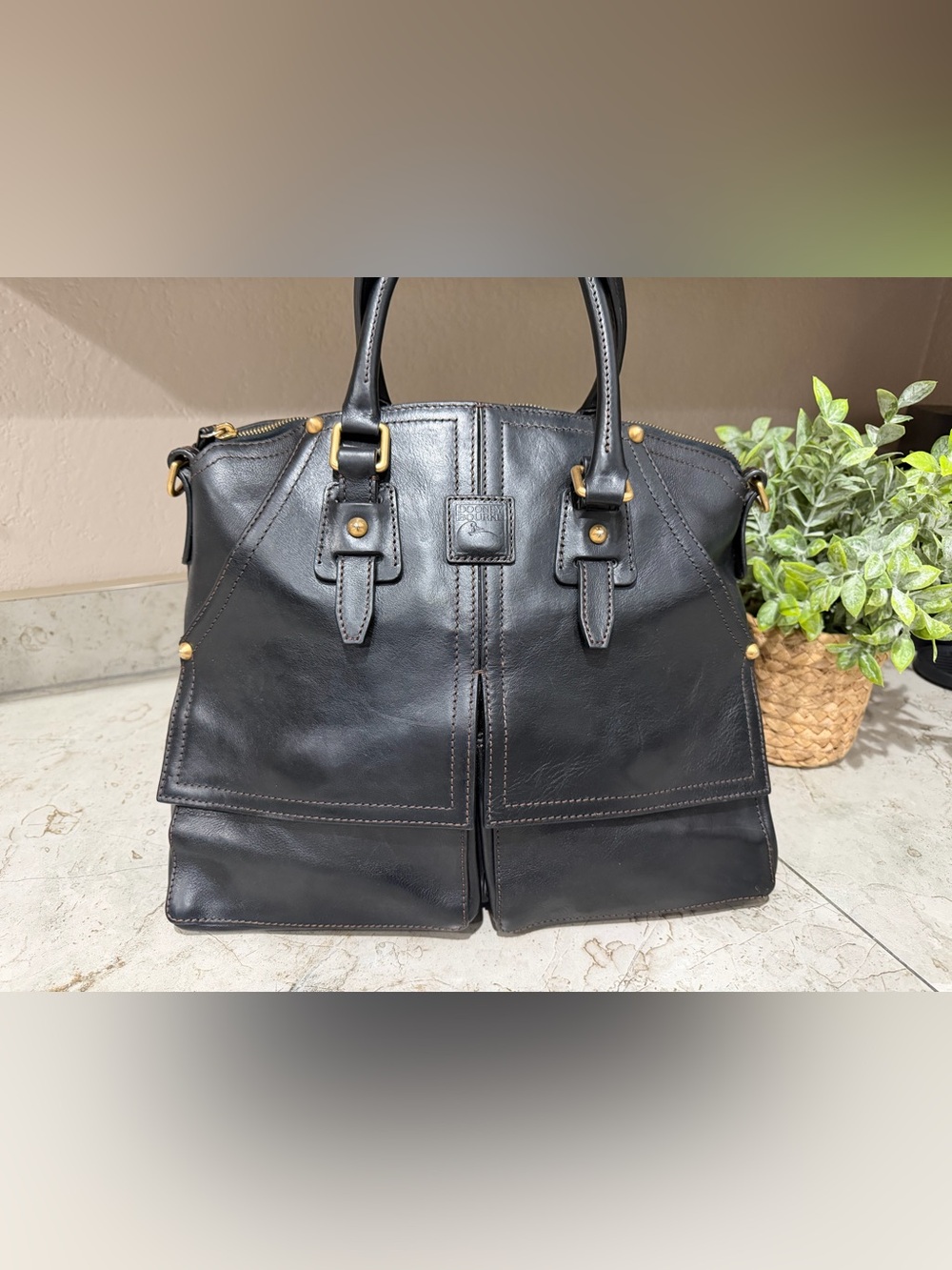 Dooney & Bourke Black Leather Florentine Clayton Satchel - Picture 11 of 13